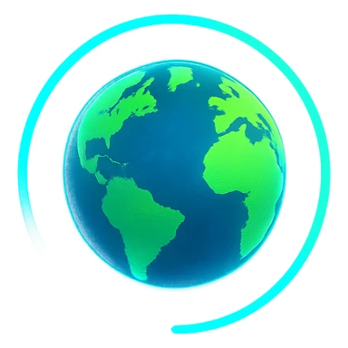 glowing loading spinner with Earth theme, green continents and blue oceans, glowing effect inside circular loader sticker