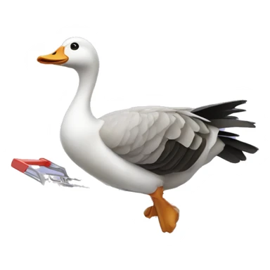 Goose with a shopping cart in hands sticker