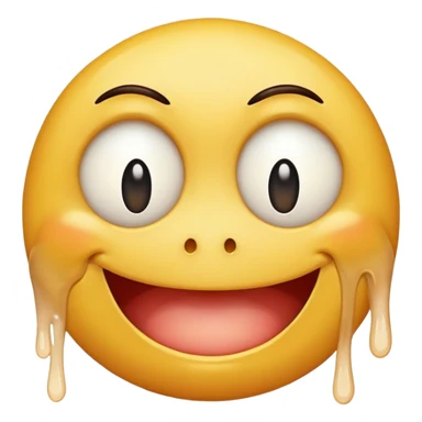 a standard, sexless, melting smiley with his eyes averted and his mouth agitated. He has anxiety. sticker