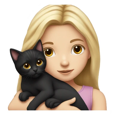 White girl cuddling black kitten sticker