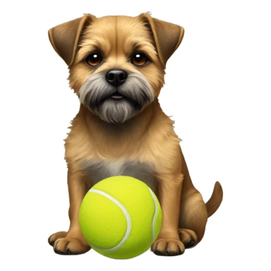 Border Terrier sitting with tennis ball on her paws sticker