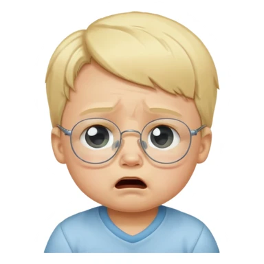 blond baby boy crying with glasses sticker