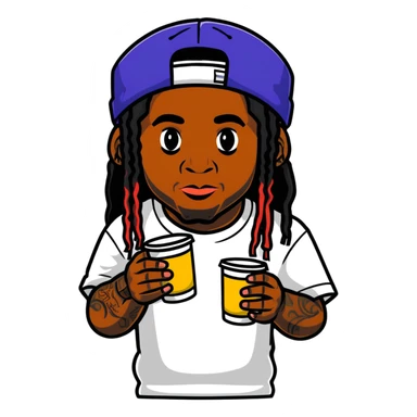 lil wayne with a double cup where one styrofoam cup is stacked inside another sticker