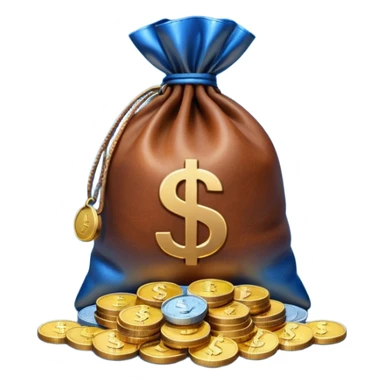 money bag on top of blue coins stack sticker