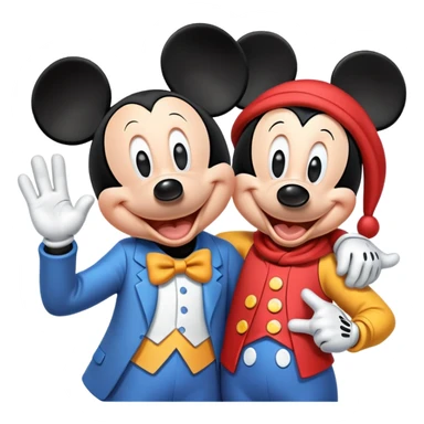 Goofy and Mickey Mouse waving together, happy expressions sticker