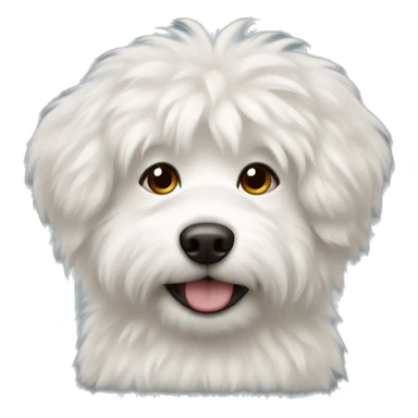 White fluffy dog with brown spots sticker