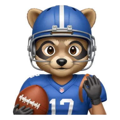 american football player raccoon blue sticker