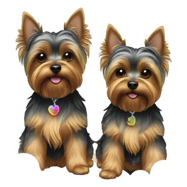 Two Yorkies on a cloud with rainbow sticker