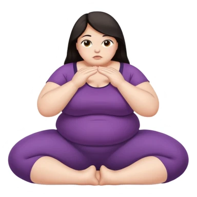 Sad fat girl doing clamshell dark hair sticker