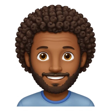 Dark brown skin man with a light beard and a curly   fade haircut with dark brown eyes sticker