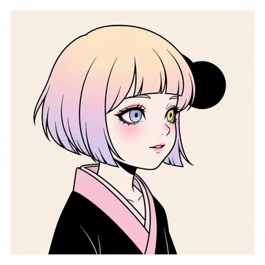 pastel horror profile picture, cute, expressive, minimal, black color palette, variation 1 sticker