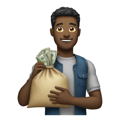 A person holding a bag of money  sticker