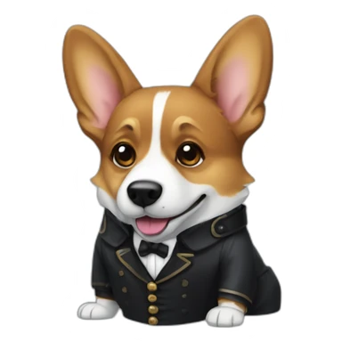 Corgi negro con traje de Sherlock holmes sticker