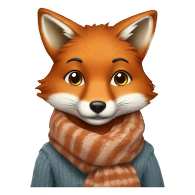 A fox in a scarf with hot tea sticker