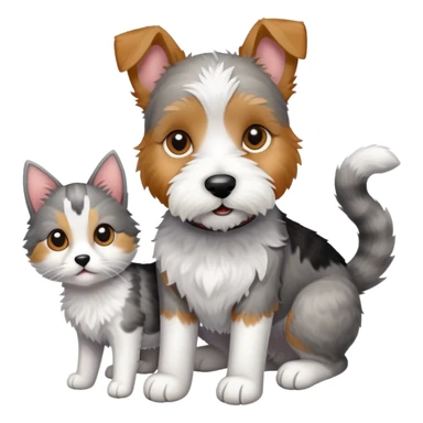 Wires fox terrier mix with gray cat sticker