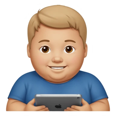 Fat kid playing iPad  sticker