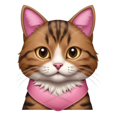 a  brown and black tabby cat, with a pink bandage on her front paw, sticker