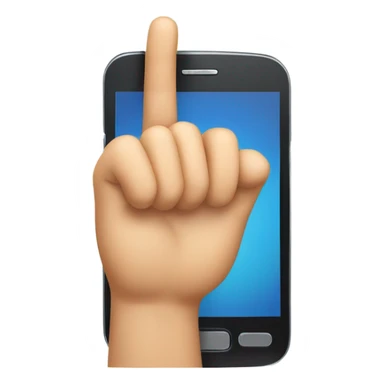 mobile phone with waving hand coming out of screen sticker