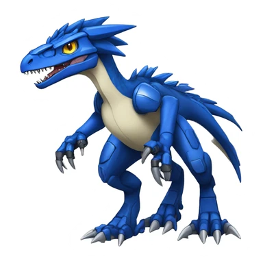  Edgy Blue Digimon-Fakemon-Velociraptor-Dragon-Mecha full body sticker