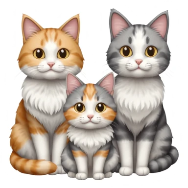 a very fluffy grey and white cat sitting with 2 other cats sticker