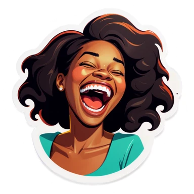 Black woman laughing hysterically  sticker