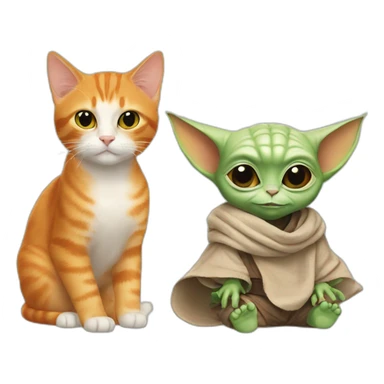 Orange cat and baby yoda sticker