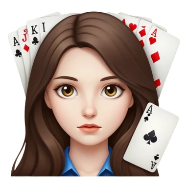  beautiful pale brunette girl with long hair pokerface sticker