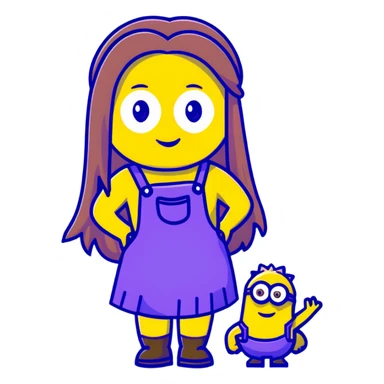 cute yellow minion with long girl hair sticker