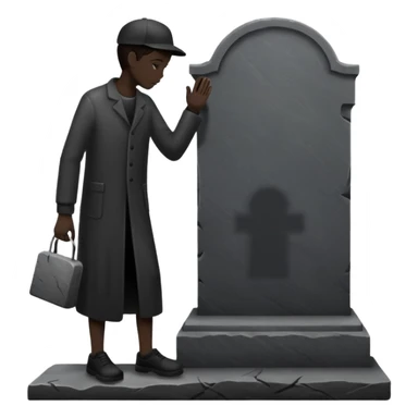 a silhouette of a person shadowing a gravestone sticker