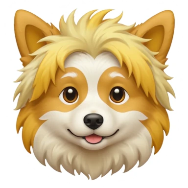 yellow and white dog with messy hair sticker