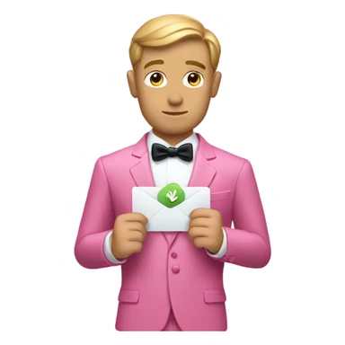 james bond in pink suit carrying an email icon. It's very important for James Bond to carry email sticker