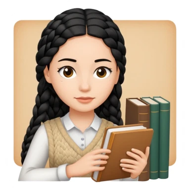 women working with paper and books simple black  braid hair sticker