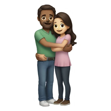 brunette girl hugging brunette dad sticker
