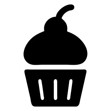 cupcake, solid icon style, monochrome, filled shape, highly simplified sticker