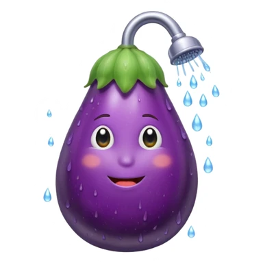 an eggplant taking a shower sticker