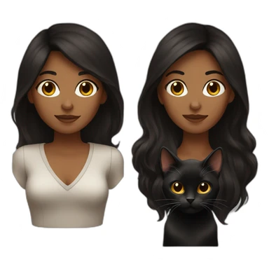 woman brown skin long dark hair with black cat sticker