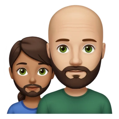Man beard bald white dark green eyes, woman medium hair brown brown eyed latina  sticker