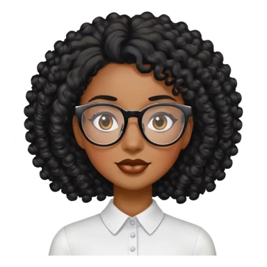 A black woman with square glasses and curly black hair sticker