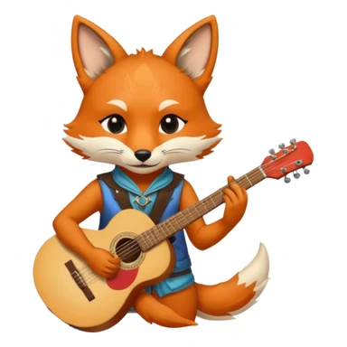 Kitsune with a nose ring playing a guitar sticker