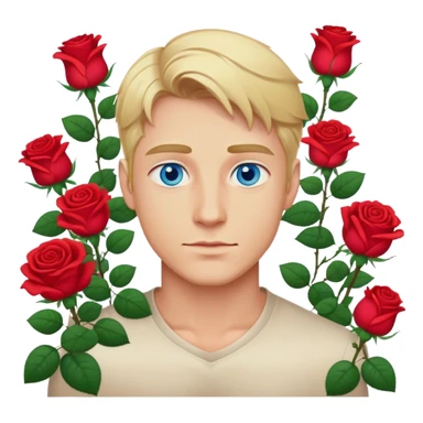 Blonde man with blue eyes and roses sticker