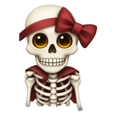 Cute skeleton w dark red bow on head sticker