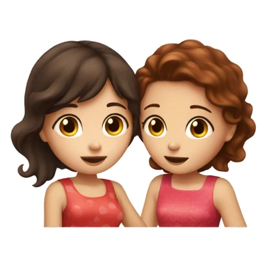 dark brown haired girl kissing strawberry brown haired girl sticker