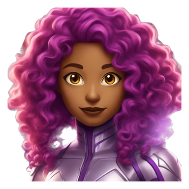 dc comics starfire glowing red curly long  hair, purple and silver spacesuit with no helmet   sticker