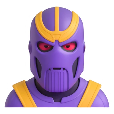 Purple villain Thanos wearing red Squid Game guard mask sticker