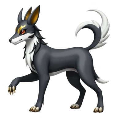 Shiny Exotic Excessive Mysterious Houndoom-Mightyena-Pokémon-Fakémon-hybrid-creature (full body) sticker