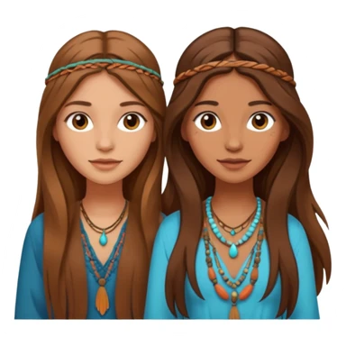 2 long brown hair boho best friends sticker