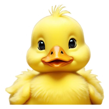 Cinematic Comical Yellow Baby Duck Portrait Emoji, Head tilted dramatically with an exaggeratedly amused expression, featuring a striking, fluffy yellow downy coat with a tiny quirky beak, wide, expressive eyes filled with playful disbelief, Simplified yet hilariously expressive features, highly detailed, glowing with a slightly sassy glow, high shine, dramatic yet playful, stylized with an air of cheeky mischief, bright and endearing, soft glowing outline, capturing the essence of a spirited and over-the-top duckling, so meme-worthy it feels like it could peep its way into internet fame instantly! sticker