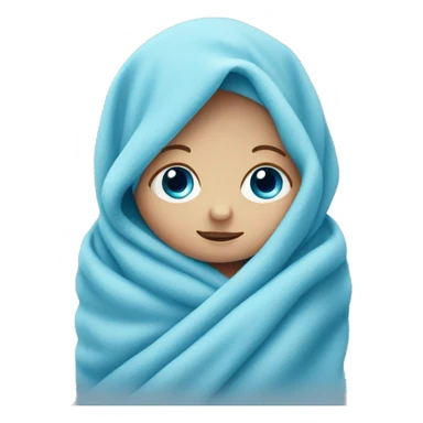 a little newborn baby  wrapped in blue blanket, blue eyes  sticker