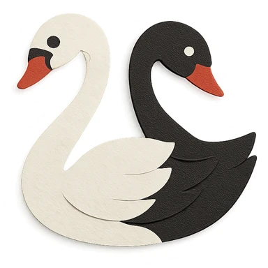 half white and half black swan, paper craft style sticker