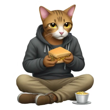 Homeless eating cat sticker